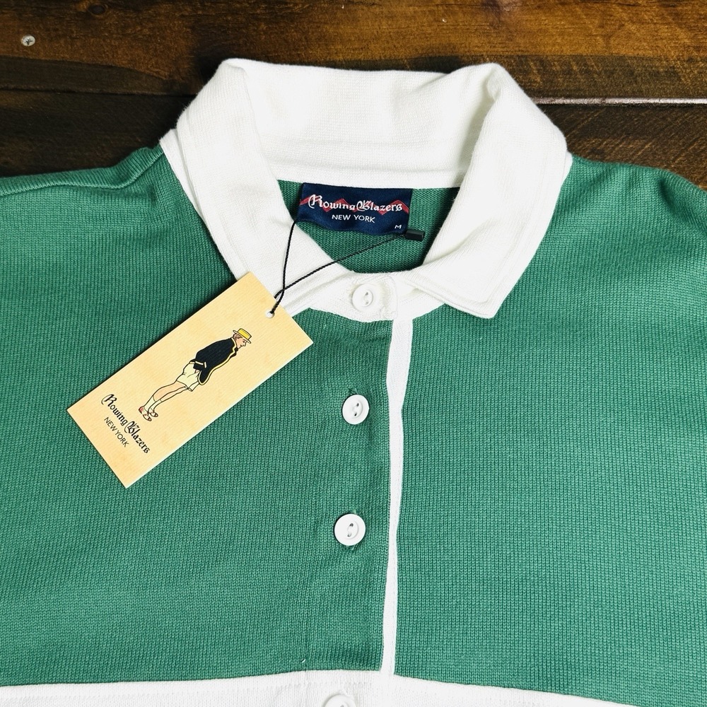 ROWING BLAZERS Women's Med Stripe Rugby Jersey Dress Green Heavy‎ Organic Cotton - Picture 10 of 14